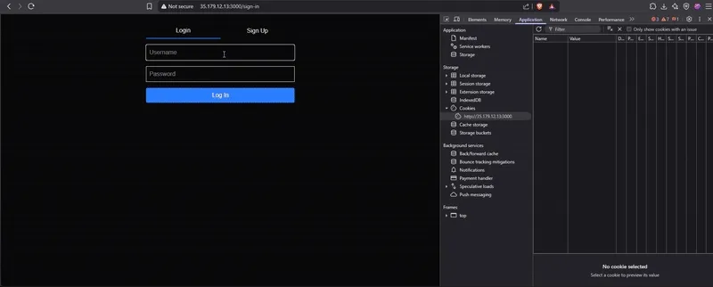 UI example demonstrating secure sign-up, login, and token-based authentication with Amazon Cognito.